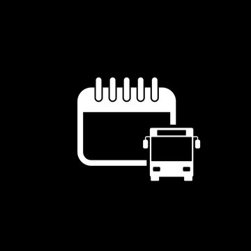 Bus trip date page icon isolated on dark background