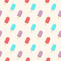 Vector ice creame seamless pattern. Colorful illustration background. Decorative print. Summer print.