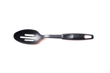 perforated black plastic spoon