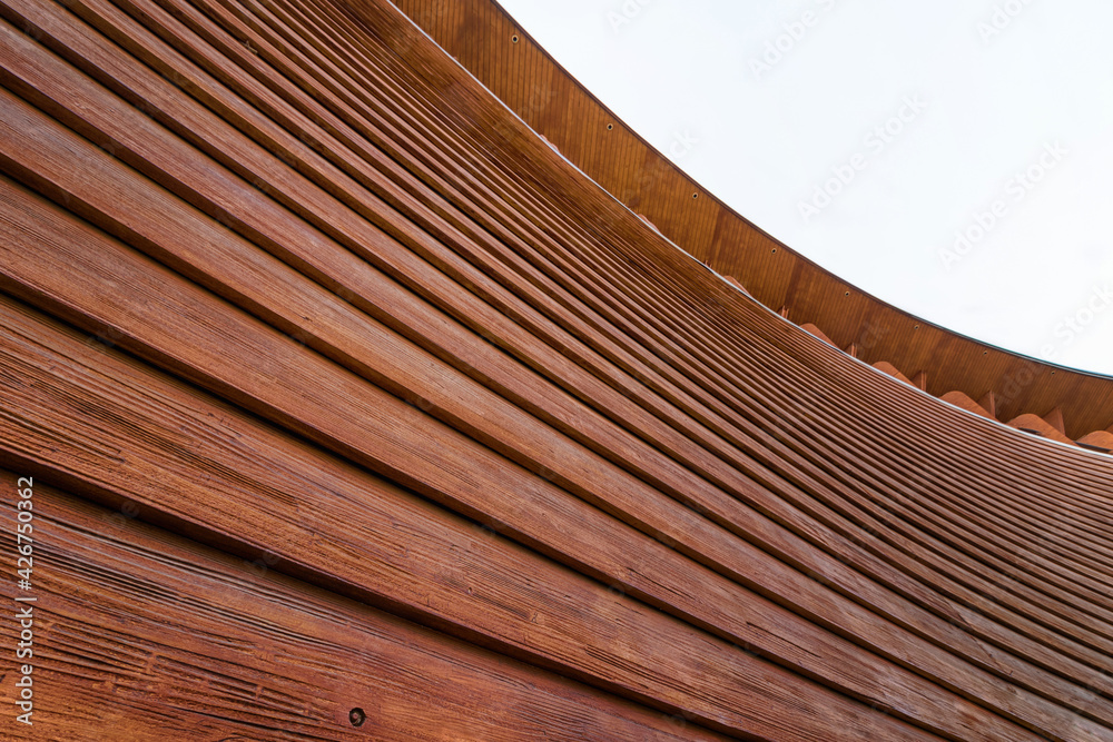 Aufkleber abstract architecture. close up of a wooden building facade.