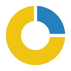 Pie chart icon vector graph diagram symbol for big data analytics reports and statistics information in a flat color illustration
