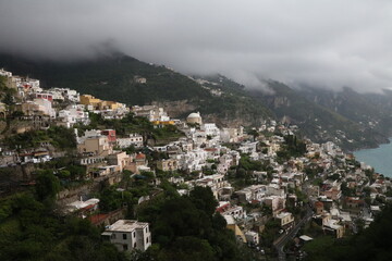Fototapeta na wymiar Rain and storm in Amalfi on the Mediterranean Sea, Italy