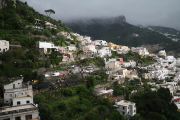 Storm and rain in Amalfi on the Mediterranean Sea, Italy