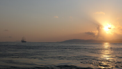 Sunset in komodo island in indonesia