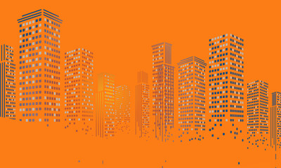 background for website with buildings on orange backdrop