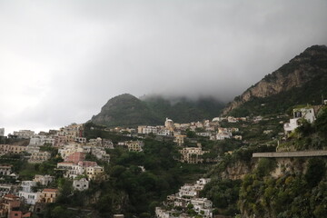 Fototapeta na wymiar Rain and storm in Amalfi on the Mediterranean Sea, Italy