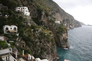 Rain and storm in Amalfi on the Mediterranean Sea, Italy
