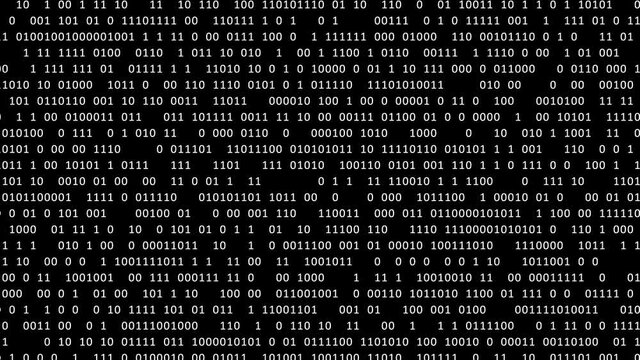 Digital code binary zeroes and ones bits animation in black and white