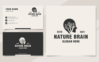 Vintage nature brain logo template monogram style