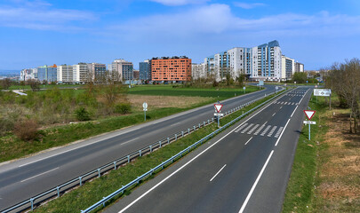 Fototapeta premium Entrance by motorway to the city of Vitoria-Gasteiz coming from Madrid