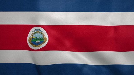 Republic of Costa Rica flag blowing in the wind. 3d illustration