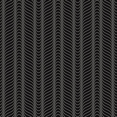 Pulsar seamless pattern. Vector. Black background and white same lines.