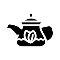 green tea in teapot glyph icon vector. green tea in teapot sign. isolated contour symbol black illustration
