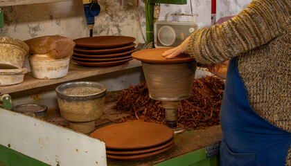 Working hands, traditional manufacture, Azores travel destination.
