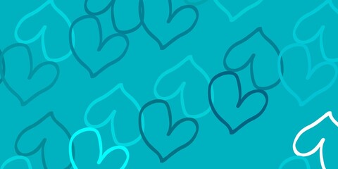 Light Green vector pattern with colorful hearts.