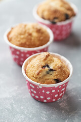Muffins with Blueberries and Brown Sugar. Close up. 