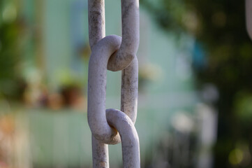 Chain links with blurred background
