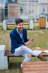 Obraz premium Businessman laughing