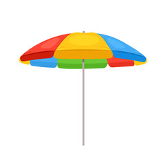 Colorful beach umbrella. Vector flat illustration isolated on white background. Icon.