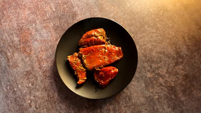 Indian traditional stuffed red chili pickle