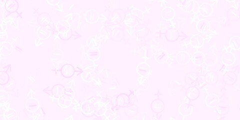 Light Pink, Yellow vector pattern with feminism elements.