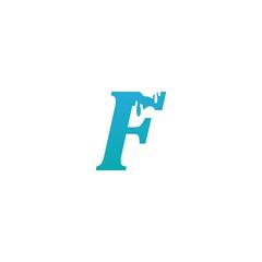 Melting Letter F icon logo design template