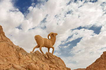 shape of ram on rock of Atlas Mountains in Tunisia