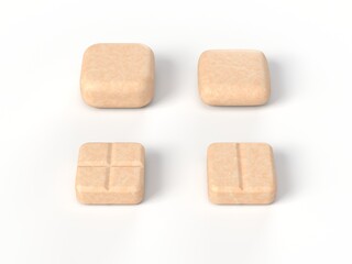 long shaped pills. 3d illustration isolated on white. suitable for medicine, healthcare and bodybuilding supplement themes