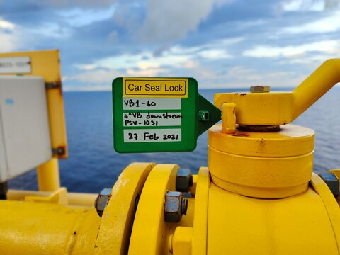 The photo is car seal locked use for lock open or lock close for operation equipment.