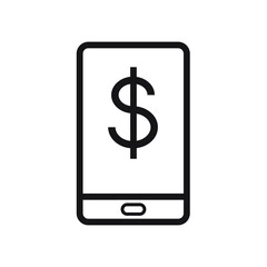 vector symbol image mobile banking phone icon black on white