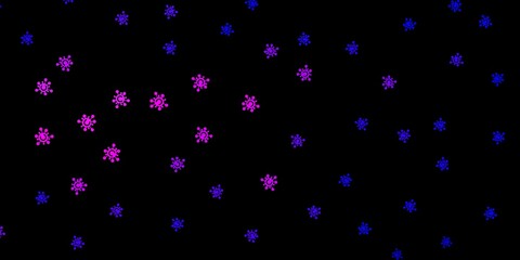 Fototapeta na wymiar Dark pink, blue vector background with covid-19 symbols.