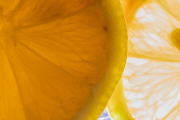 lemon in cross section, macro photo