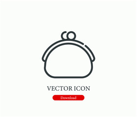 Purse vector icon.  Editable stroke. Symbol in Line Art Style for Design, Presentation, Website or Apps Elements. Pixel vector graphics - Vector