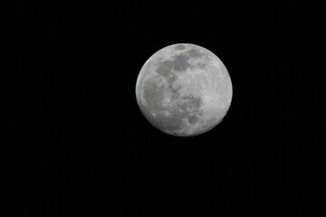 Luna fotografata con il telescopio in cui si vedono benissimo i dettagli, mari lunari e crateri