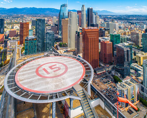 Aerial Shot of Downtown Los Angeles California. Beautiful stunning views of Downtown High Rise...