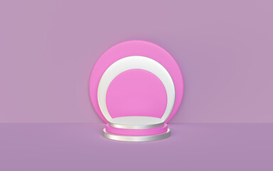 Circle stage purple soft color. Stand and podium.abstract futuristic background.3D illustration.