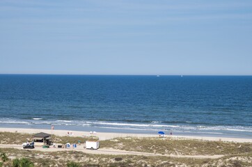 People relaxing on the beautiful beaches with white sand in Florida