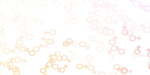 Light Pink, Yellow vector texture with women's rights symbols.