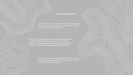 Vector topographic contour map. Curved lines on white background. Abstract vector illustration.