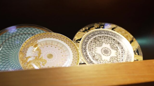 Colorful Decorated Ceramic Plates in Store