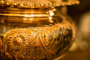 Hand crafted copper bowl with flower design