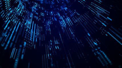 Naklejka premium Futuristic sci-fi tunnel background with dots and lines. Futuristic polygonal background. Artificial intelligence. Big data technology .3d rendering.