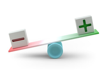 Plus and Minus in Balance Consept. 3d Rendering