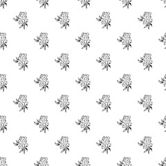 Doodle simple vector seamless pattern of hand-drawn peonies. Seamless pattern of hand-drawn peonies. Isolated on white background.