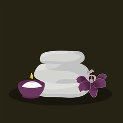 Soaps articles spa in dark background relax icon- Vector