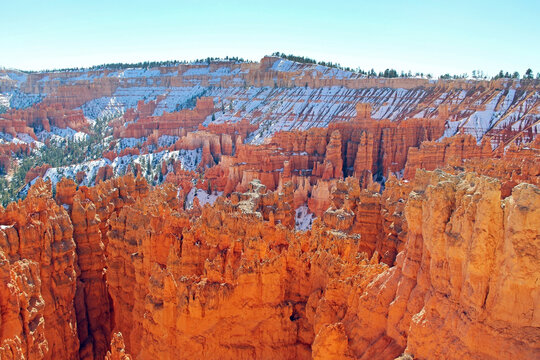 View of the autumn Bryce Canyon, Utah. USA. Popular tourist destination in USA.
