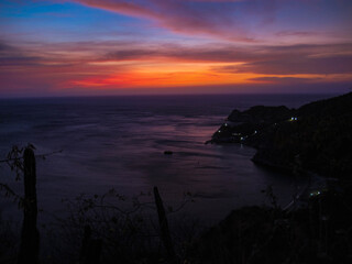 Sunset over the sea in Santa Marta, Colombia