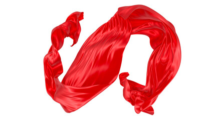 Beautiful flowing fabric of red wavy silk or satin. 3d rendering image.