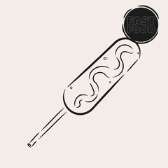 Isolated pincho draw fast food delivery white background icon- Vector