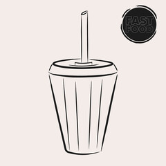 Isolated milk shake draw fast food delivery white background icon- Vector